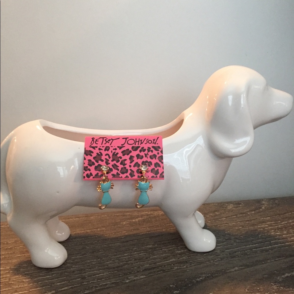 Betsey Johnson Blue cat earrings
